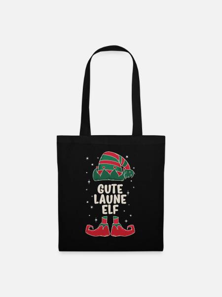 Gute Laune Elf Familien Partner Weihnachtsgeschenk - Stoffbeutel - Schwarz