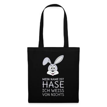 Mein Name ist Hase Ich weiß von nichts - Stoffbeutel - Schwarz - Vorne