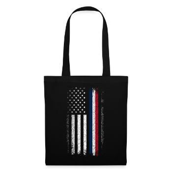 Drapeau en difficulté : Ligne bleue-rouge - Sac en tissu - noir - Devant