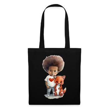 Children with wolf and heart motif - Tote Bag - black - Front
