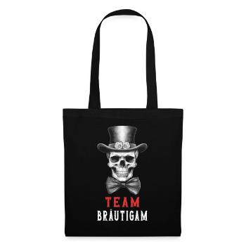 JGA Team Bräutigam Totenkopf Junggesellenabschied - Stoffbeutel - Schwarz - Vorne