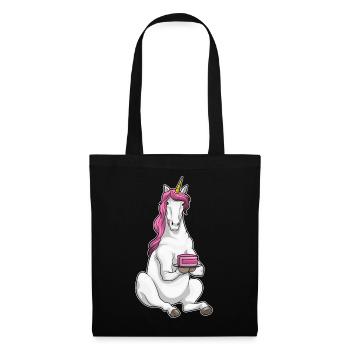 Einhorn Geburtstag Kuchen - Stoffbeutel - Schwarz - Vorne