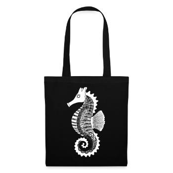 Art de lignes hippocampe - Sac en tissu - noir - Devant