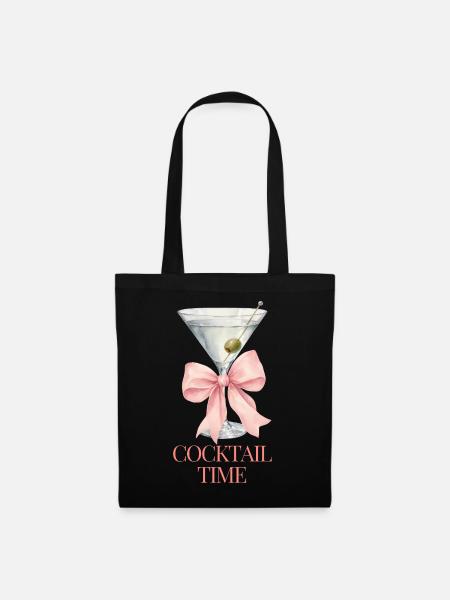 Cocktailzeit Satin Schleife - Stoffbeutel - Schwarz