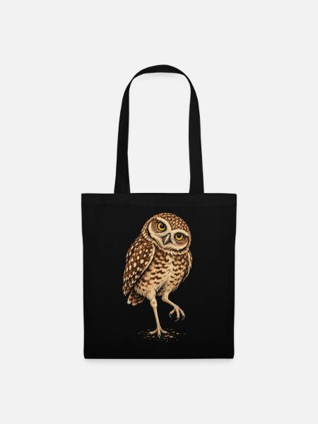 Kaninchenkauz – Burrowing Owl Illustration - Stoffbeutel - Schwarz