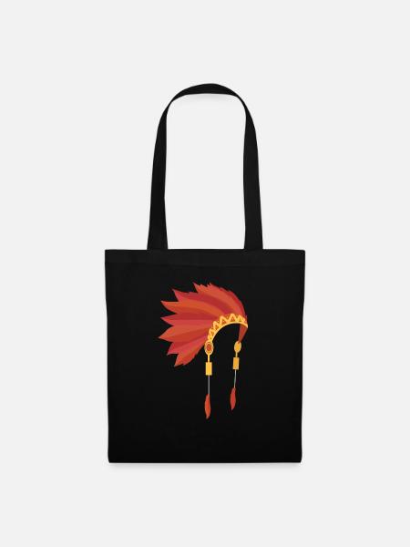 Indianer Kopfschmuck - Stoffbeutel - Schwarz