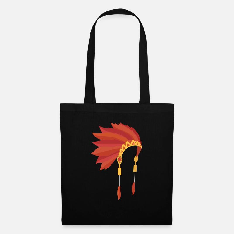 Indianer Kopfschmuck - Stoffbeutel - Schwarz