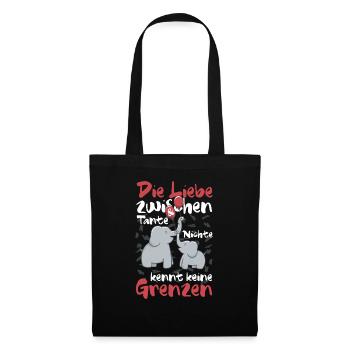 Lustiges Tante Nichte Geschenk mit Elefanten - Stoffbeutel - Schwarz - Vorne