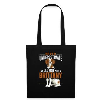 French Brittany Spaniel Epagneul Breton Geschenk - Stoffbeutel - Schwarz - Vorne