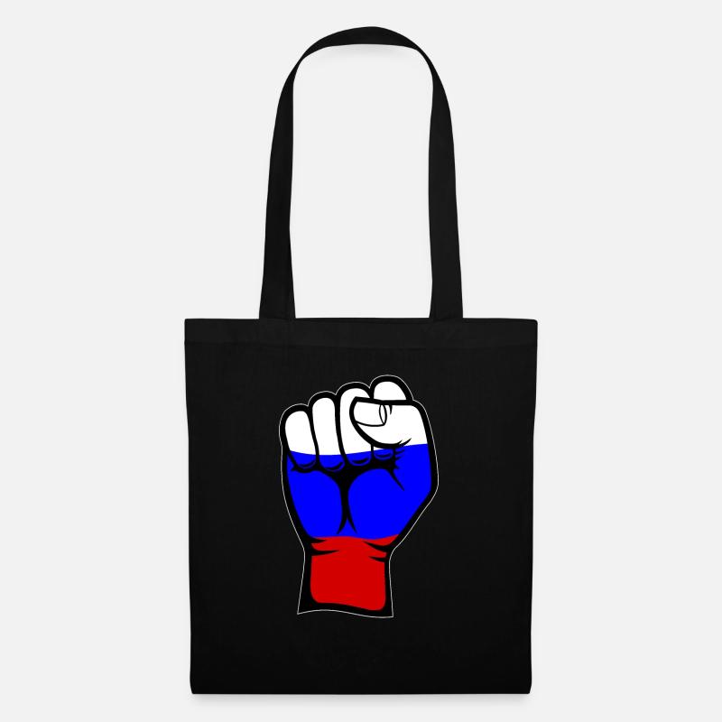 Russland Flagge Faust Hand Symbol - Stoffbeutel - Schwarz