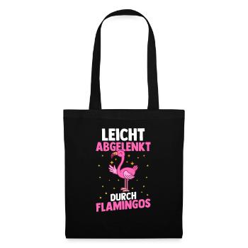Leicht Abgelenkt Durch Flamingos - Stoffbeutel - Schwarz - Vorne