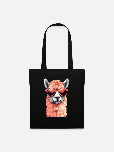 Alpaka mit Sonnenbrille - Stoffbeutel - Schwarz