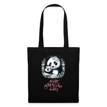 Best Mom Ever Panda Lover Floral Wreath I Mom - Stoffbeutel - Schwarz - Vorne