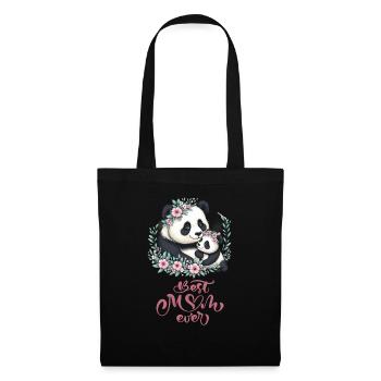 Best Mom Ever Panda Lover Floral Wreath I Mom - Stoffbeutel - Schwarz - Vorne