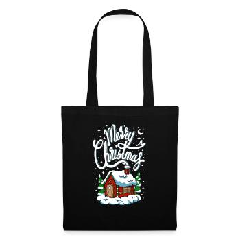 Christmas Merry Christmas House Cottage Tree Snow - Tote Bag - black - Front