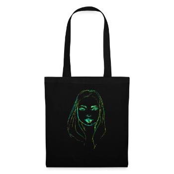 Woman face illustration green - Tote Bag - black - Front
