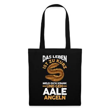 Angeln Angler Aal - Stoffbeutel - Schwarz - Vorne