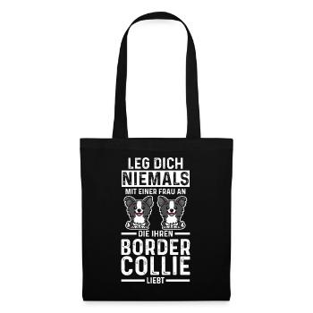 Hund Border Collie - Stoffbeutel - Schwarz - Vorne