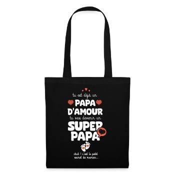 annonce grossesse papa futur grand frère soeur - Sac en tissu - noir - Devant