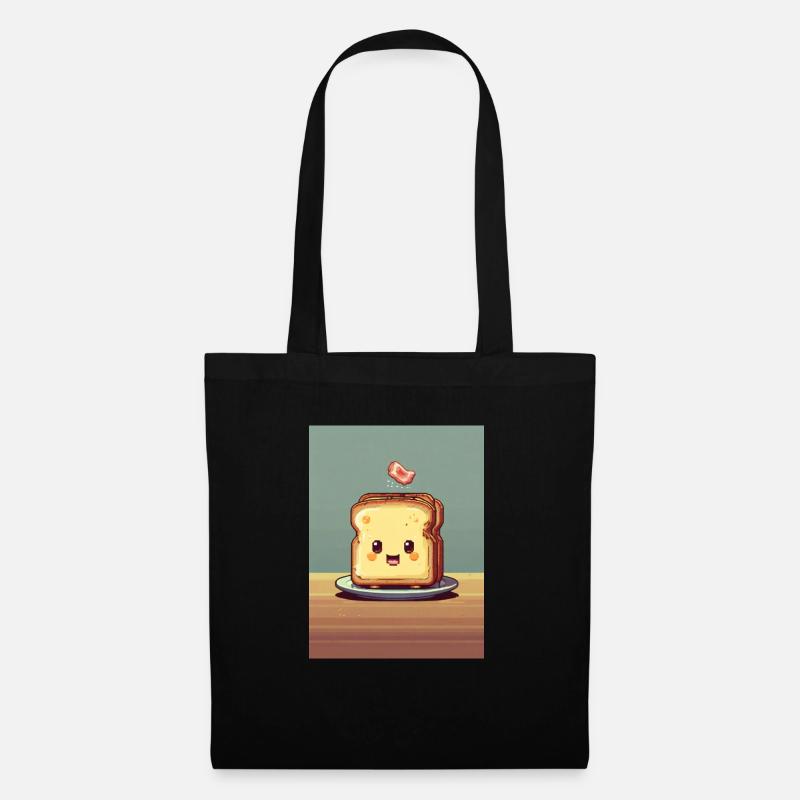 Pixelart Toasbrot - Stoffbeutel - Schwarz