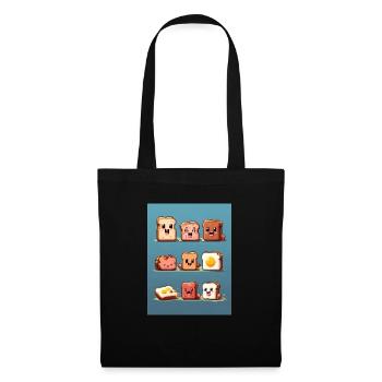 Pixelart, Frühstück - Stoffbeutel - Schwarz - Vorne
