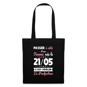 Anniversaire - Née le 21 Mai Frôler perfection - Sac en tissu - noir - Devant
