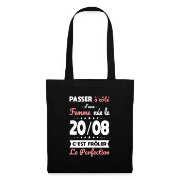 Anniversaire - Née le 20 Août Frôler perfection - Sac en tissu - noir - Devant