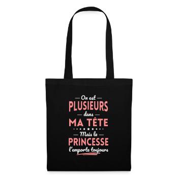 Plusieurs dans ma tête la Princesse l'emporte - Sac en tissu - noir - Devant