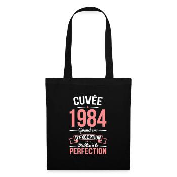 Anniversaire 40 ans - Cuvée 1984 - Cadeau Humour - Sac en tissu - noir - Devant