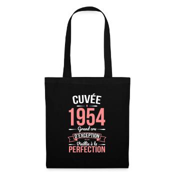 Anniversaire 70 ans - Cuvée 1954 - Cadeau Humour - Sac en tissu - noir - Devant