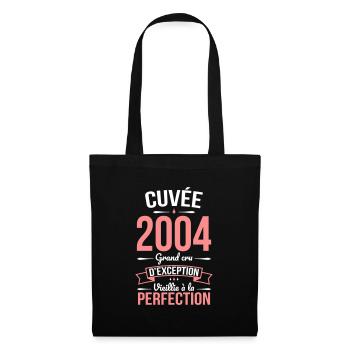 Anniversaire 20 ans - Cuvée 2004 - Cadeau Humour - Sac en tissu - noir - Devant
