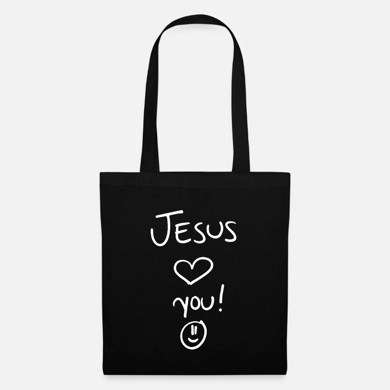 Jesus liebt dich - Stoffbeutel - Schwarz