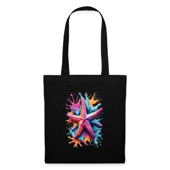 Étoile de mer dans la mer, Aquarelles, Lac, Eau - Sac en tissu - noir - Devant