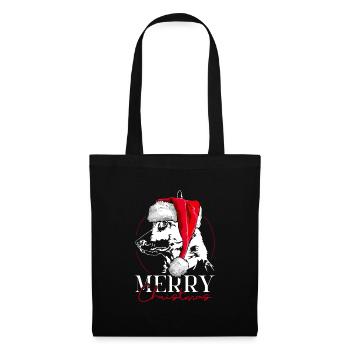 Santa MALINOIS Joyeux Noël Chiens Chiens Wilsigns - Sac en tissu - noir - Devant