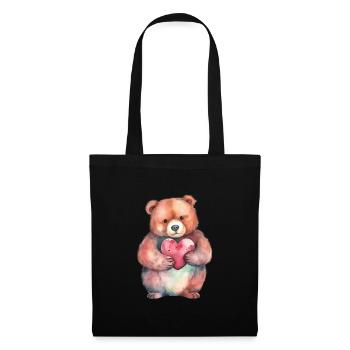 Cute & cute teddy bear with heart love - Tote Bag - black - Front