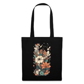 Wunderschönes Boho Blumen Herbarium Bouquet - Stoffbeutel - Schwarz - Vorne