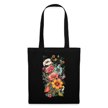 Wunderschönes Boho Blumen Herbarium Bouquet - Stoffbeutel - Schwarz - Vorne