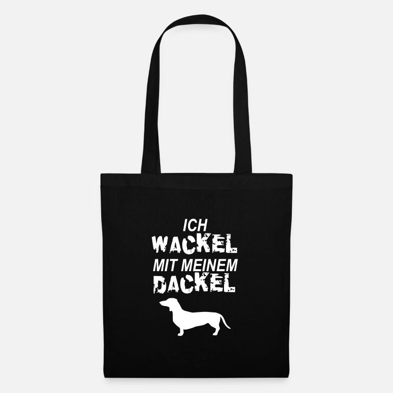Ich wackel mit meinem Dackel - Stoffbeutel - Schwarz