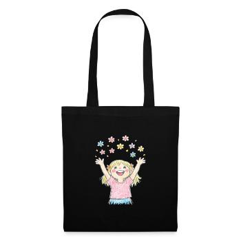 Cheerful girl scatters flowers - Tote Bag - black - Front