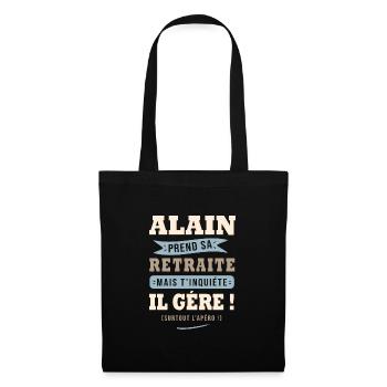 Alain humour retraite cadeau retraité - Sac en tissu - noir - Devant