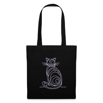 Dessin au trait de chat - Sac en tissu - noir - Devant