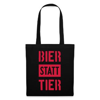 BIER STATT TIER VEGAN - Stoffbeutel - Schwarz - Vorne
