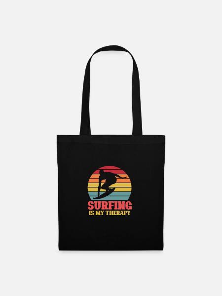 Surfen Strand Surfer Surf Sommer Ozean Wellen Lieb - Stoffbeutel - Schwarz