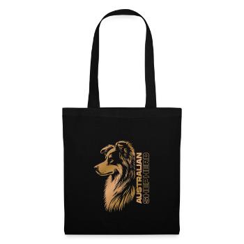 Australian Shepherd Portrait | Aussie's head gold - Tote Bag - black - Front