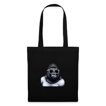 großer lustiger Gorilla mit cooler Sonnenbrille - Stoffbeutel - Schwarz - Vorne
