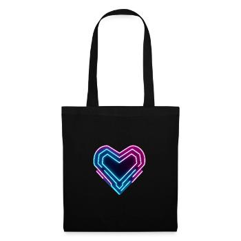 Futuristisches Neon-Herz | Cyber Heart Love Design - Stoffbeutel - Schwarz - Vorne
