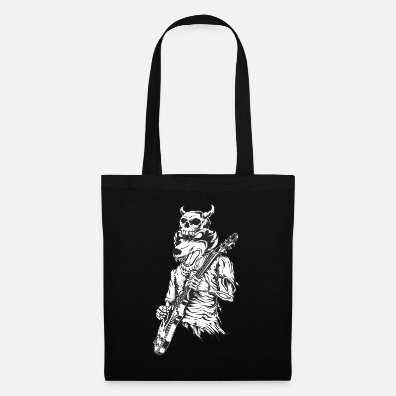 Wolf Skelett Gitarrist Gitarre e-gitarre rock - Stoffbeutel - Schwarz