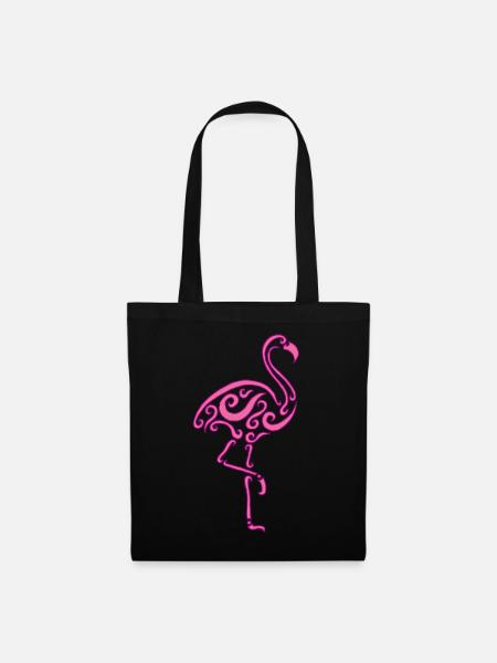Rosa Flamingo - Stoffbeutel - Schwarz