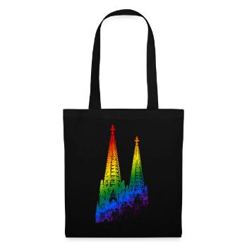 Cathédrale de Cologne LGBTQ Pride Rainbow Silhouette Cologne - Sac en tissu - noir - Devant