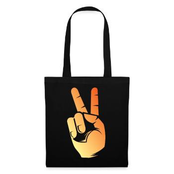 peace Frieden Symbol Zeichen Finger Hand Zeichen - Stoffbeutel - Schwarz - Vorne